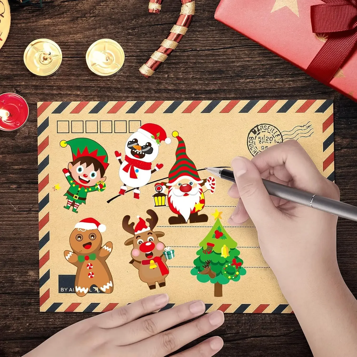 12PCs Christmas Stickers for Kids DIY Cartoon Character Stickers Make a Face Game for Xmas Crafts Activities Holiday Party gifts