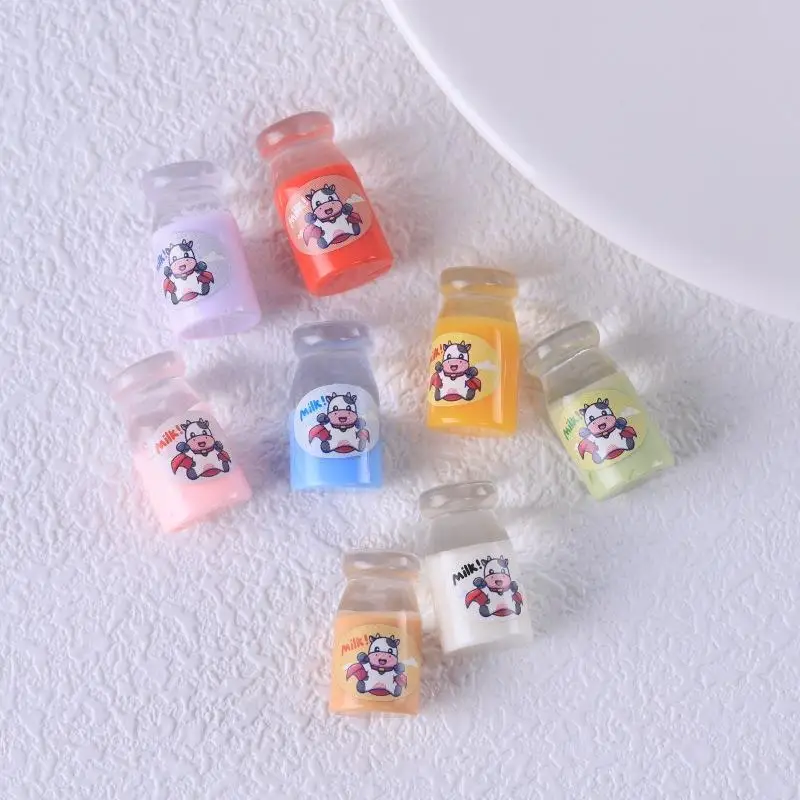 

[JN] 10 шт., милая имитация прозрачной бутылки с молоком, игрушки для кукольного домика, миниатюрные украшения, украшение для дома, девчачья смола