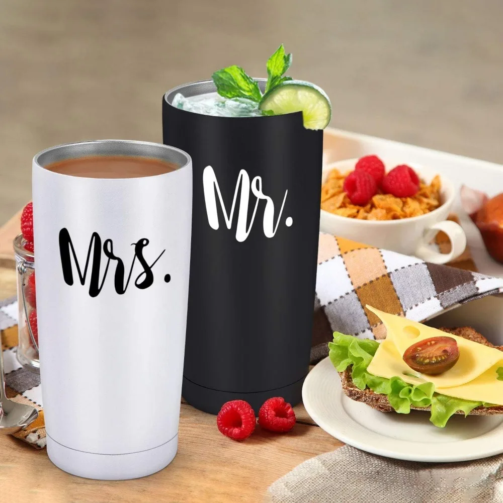 Set of 2 Stainless Steel Travel Tumbler Insulated Travel Tumbler for Wedding Engagement Ideas for Newlyweds Couples Wife Bride