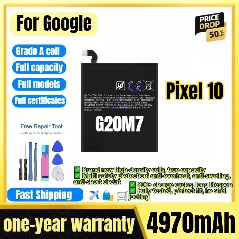 G20M7 for Google Pixel 10 Phone Battery 0 Cycle High Quality High Capacity Battery Replacement Bateria Grade A Cell with Tools