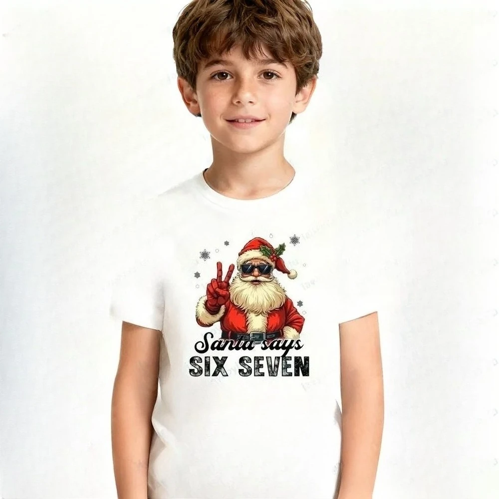 جديد مضحك ستة سبعة 67 ميمي تصميم تي شيرت ريترو سانتا كلوز 67 قميص مطبوع الأولاد عيد الميلاد هدية فريدة ملابس الاطفال عيد الميلاد القمم #5