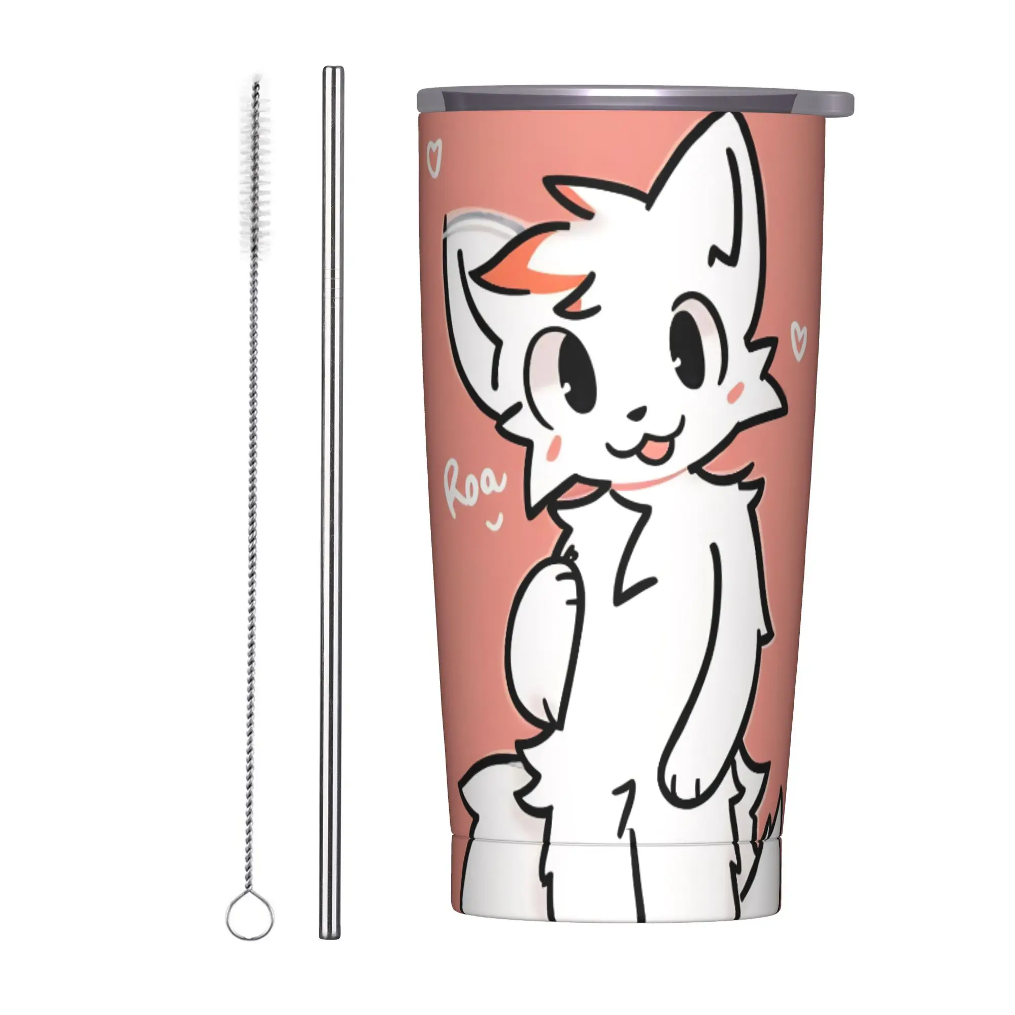 Boykissers Silly Tumbler Vacuum Insulated Cat Coffee Cups with Lid Straw Double Wall Mug Hot Cold Drink, 20oz