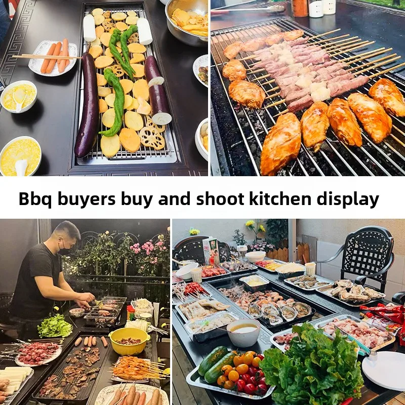 Mid-Autumn Festival BBQ Party  Courtyard Villa Electric Grill Carbon Commercial Street Cast Aluminum Table Combination