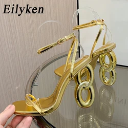 Eilyken Designer Open Toe Woman Sandals 2024 New Fashion Fretwork High Heels Shoes Buckle Strap Wedding Party Pumps