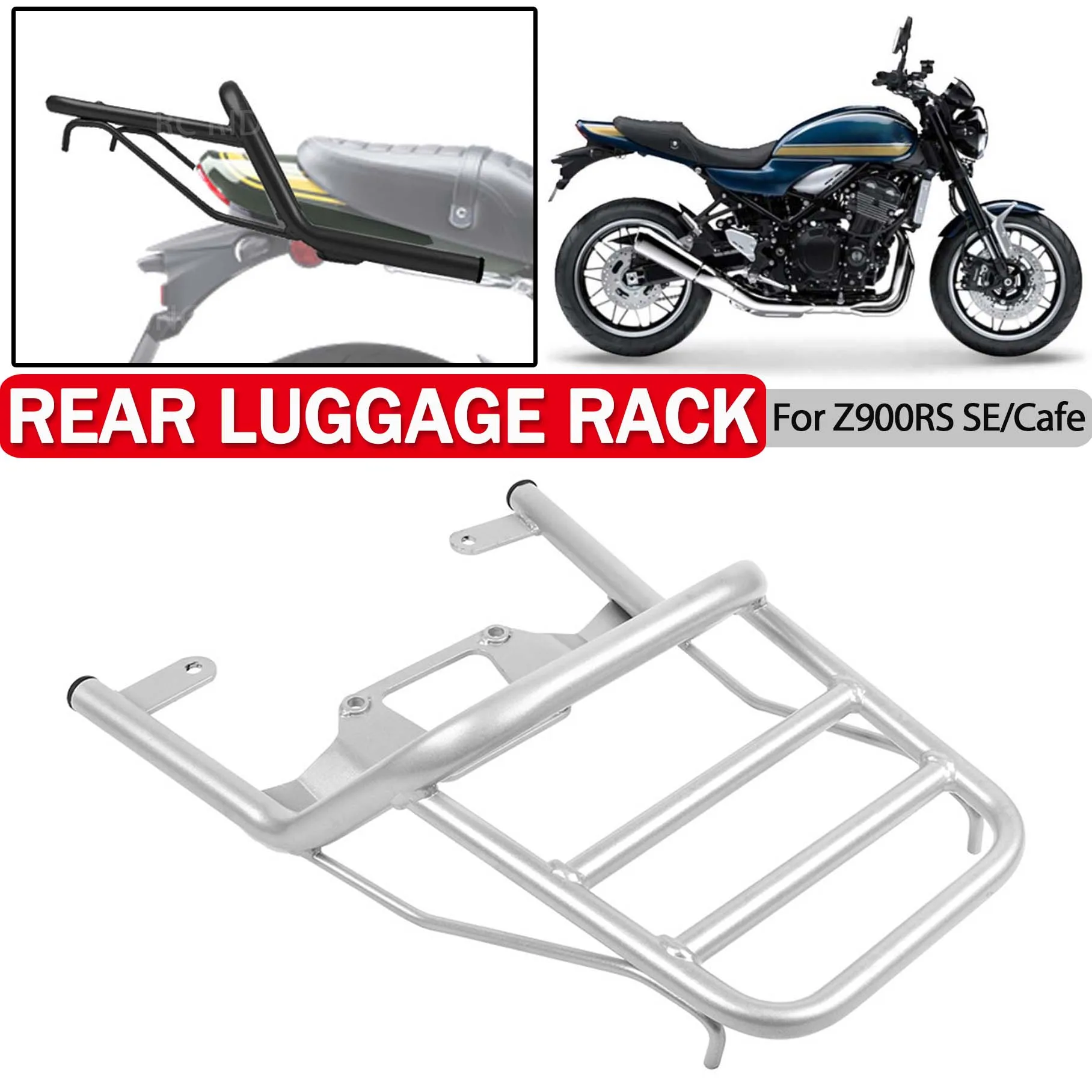 

For Kawasaki Z900RS Z 900RS 900 RS SE Cafe Rear Rack Luggage Carrier Tail Top Box Bracket Holder Support Passenger Armrest Frame