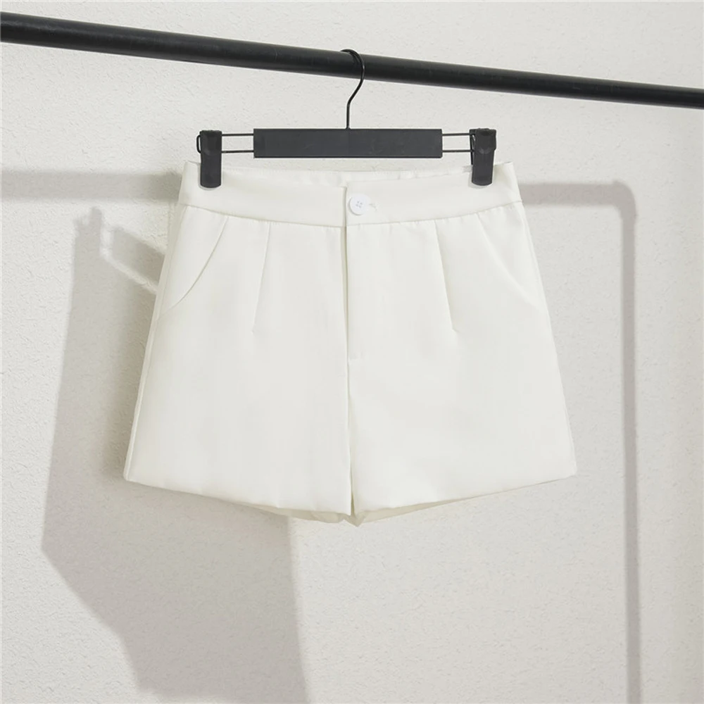 

Повседневные широкие свободные шорты для женщин с высокой талией, однотонные, средней эластичности для отпуска и повседневного ношения