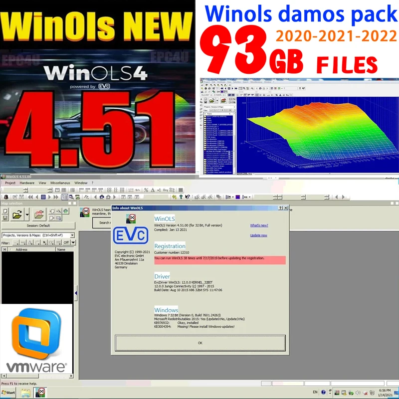 أحدث WinOLS 4.51 مع المكونات vmware + 2021 Damos + ECM TITANIUM + أداة خدمةimmo + تثبيت الفيديو + دليل pdf ECU إعادة رسم الدرس