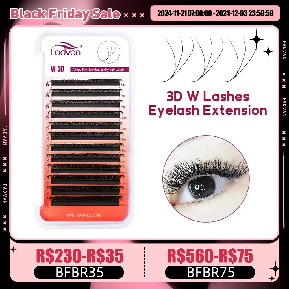 Fadvan W Lashes 3D Premade Volume Fans Eyelash Extension Supplies Natural Faux Mink Eyelashes