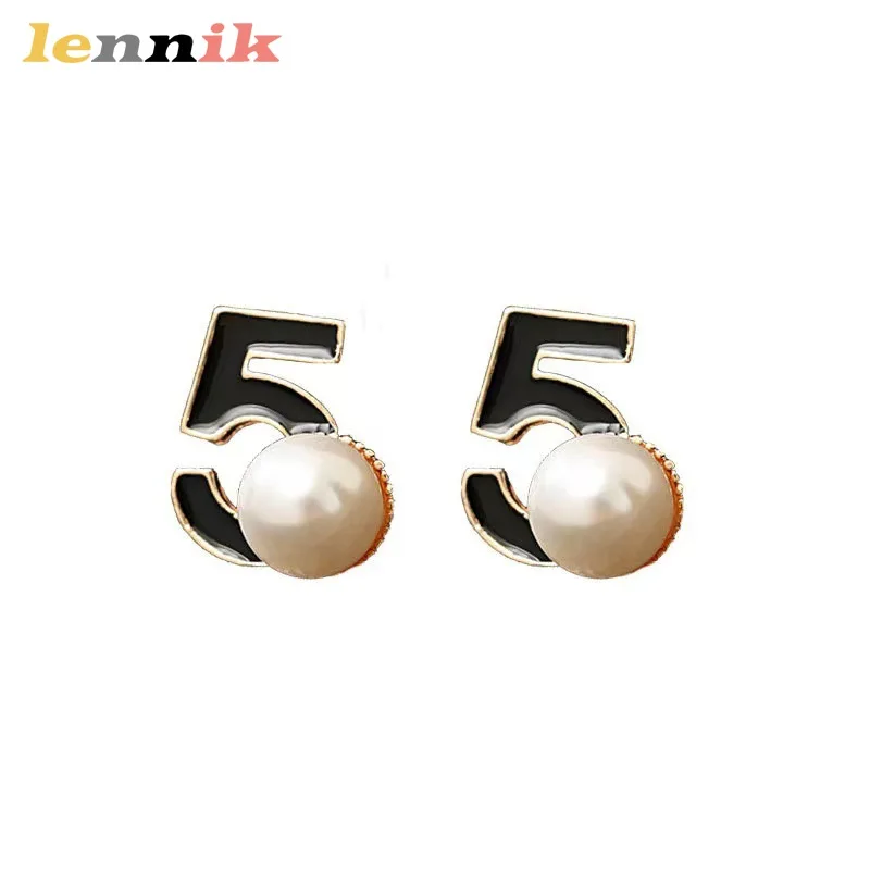 أقراط كاميليا مكونة من 5 أحرف من LENNIK، تصميم كوري غير منتظم لزيت اللؤلؤ بالتنقيط، يعزز سحرًا للتنقل/التنقل الكاجوال، هدية رائعة