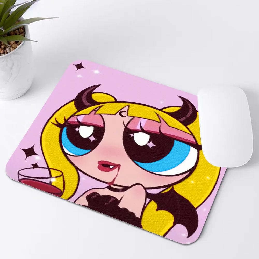 The p-powerpuff-alfombrilla de ratón para niña, alfombrilla pequeña para escritorio de oficina, teclado de mesa, alfombrilla grande para ordenador portátil, cojín antideslizante para escritorio, hogar