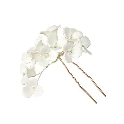 White ceramic flower hairpin crystal U-shaped hairpin bridal wedding hair accessories