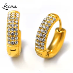 Liora Cubic Zircon Turquoise Hoop Earrings For Women Round Stainless Steel Statement Dangle Earring Fashion Waterproof Jewelry