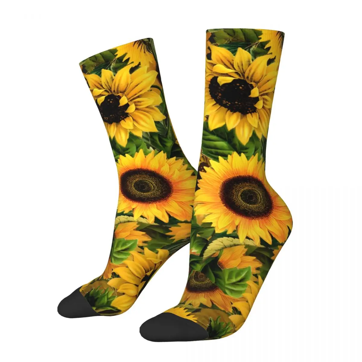 Crazy compression Vintage Sunflowers Pattern calcetín para hombre, Vintage Quality Pattern Crew Sock, novedad