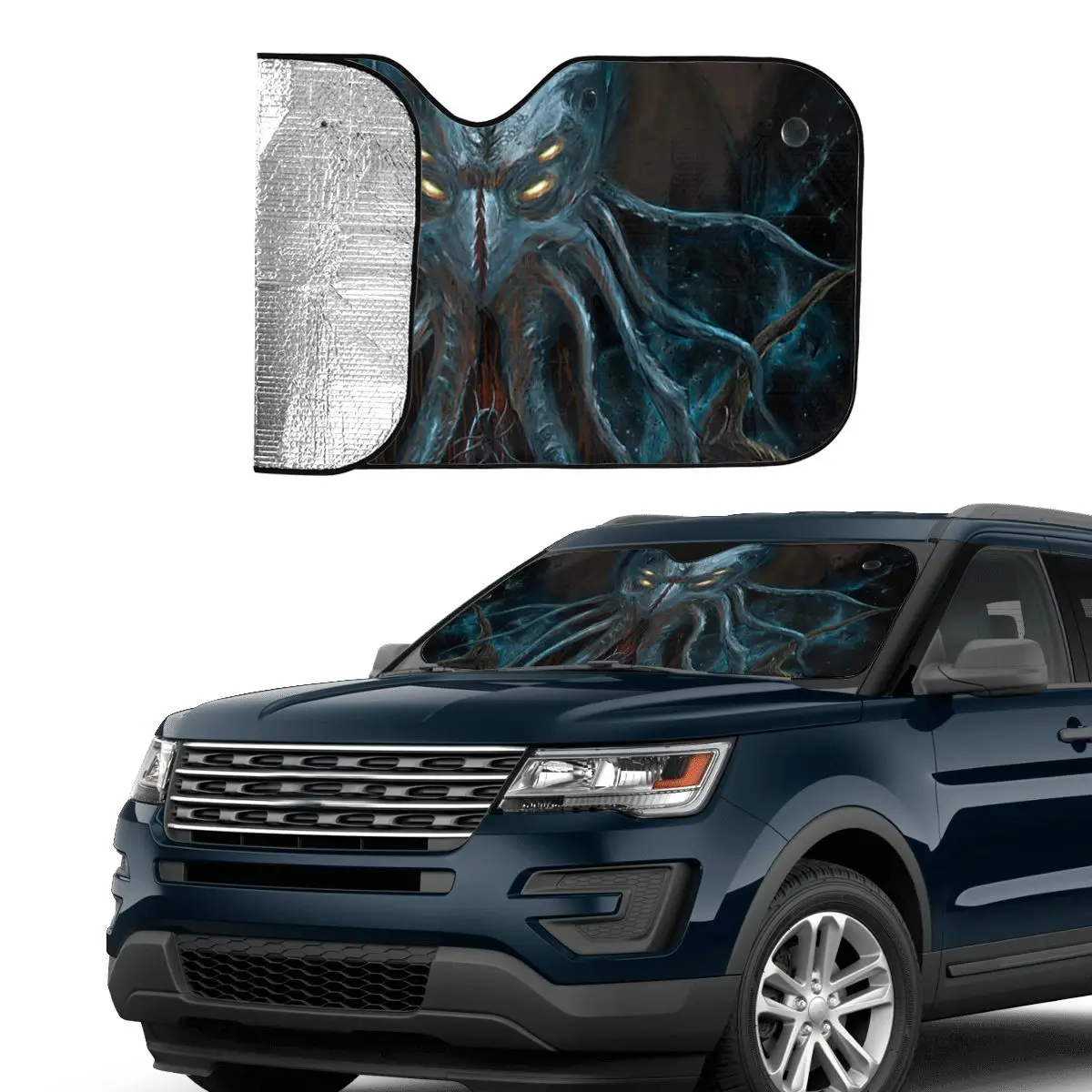 Lovecraft And Cthulhu Mythos Fashion Windshield Sunshade 70x130cm Mysticism Skull Foils Sun Visor Ice Shield Dust Protection