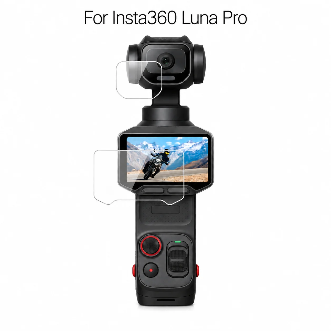 PULUZ 9H 2.5D HD Tempered Glass Lens Protector + Screen Film For Insta360 Luna Pro