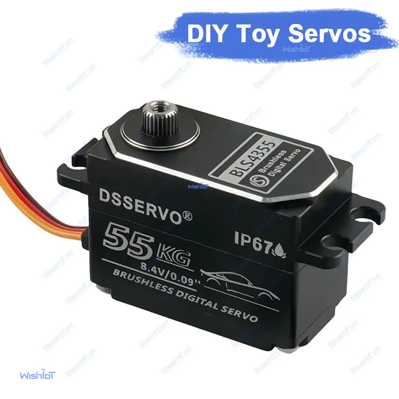 55KG Brushless Servo IP67 Waterproof 7.4V HV High Torque Digital Full Metal Gear Steering Servo For 1/8 1/10 RC Crawler Car Toy