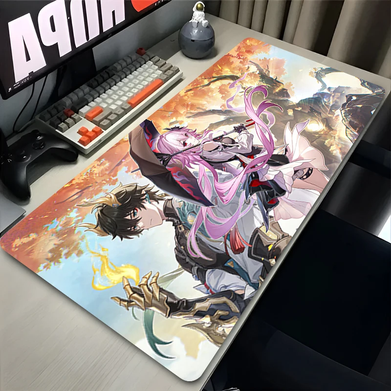 Kawaii Girl Evernight 7. März Mauspad Honkai Star Rail Gaming Anime Mauspad Rutschfeste Schreibtischunterlage Großer Schutz Tastaturpads