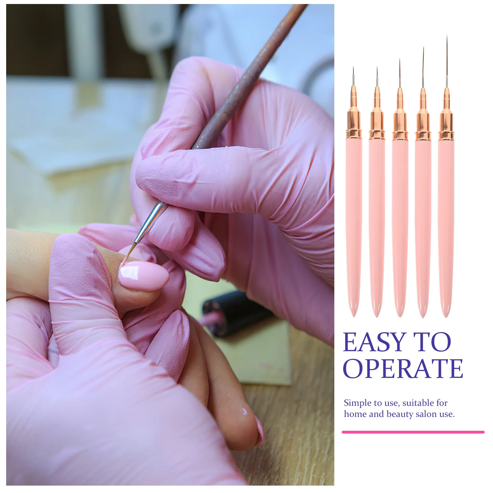 5Pcs Nail Art Liner Pens Professional Fine Tip Nail Art Brush for Gel Polish Drawing Lines Flowers Manicure Design Tools