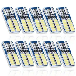 2/6/10/20PCS T10 W5W LED Car Interior Light T10 24 SMD 3014 Chip Warm White Ice Blue Clearance Lamp Auto Instrument Lights Bulb