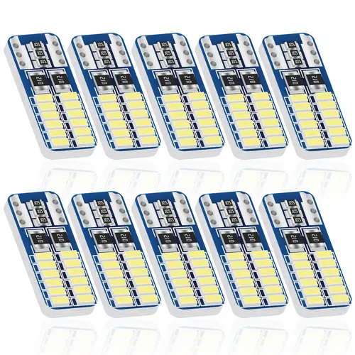 2/6/10/20 piezas T10 W5W luz LED Interior del coche T10 24 SMD 3014 Chip blanco cálido azul hielo lámpara de liquidación bombilla de luces de instrumentos de automóvil