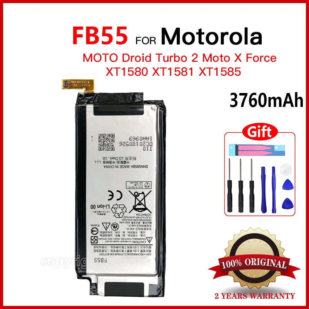 New Replacement Battery FB55 3760mAh For Motorola Droid Turbo 2 Turbo2 For Moto X Force XT1580 XT1581 XT1585 FB 55 Bateria