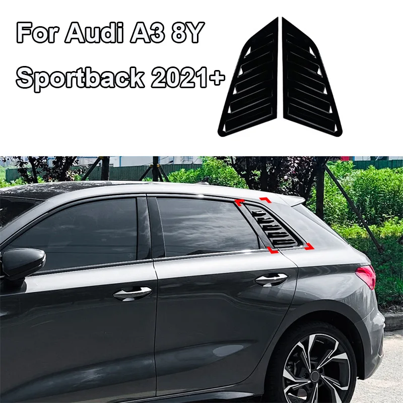 

2021 + For Audi A3 8Y Sportback Glossy black Triangle louver shark gill shaped rear window decorative window vent 2022 20123