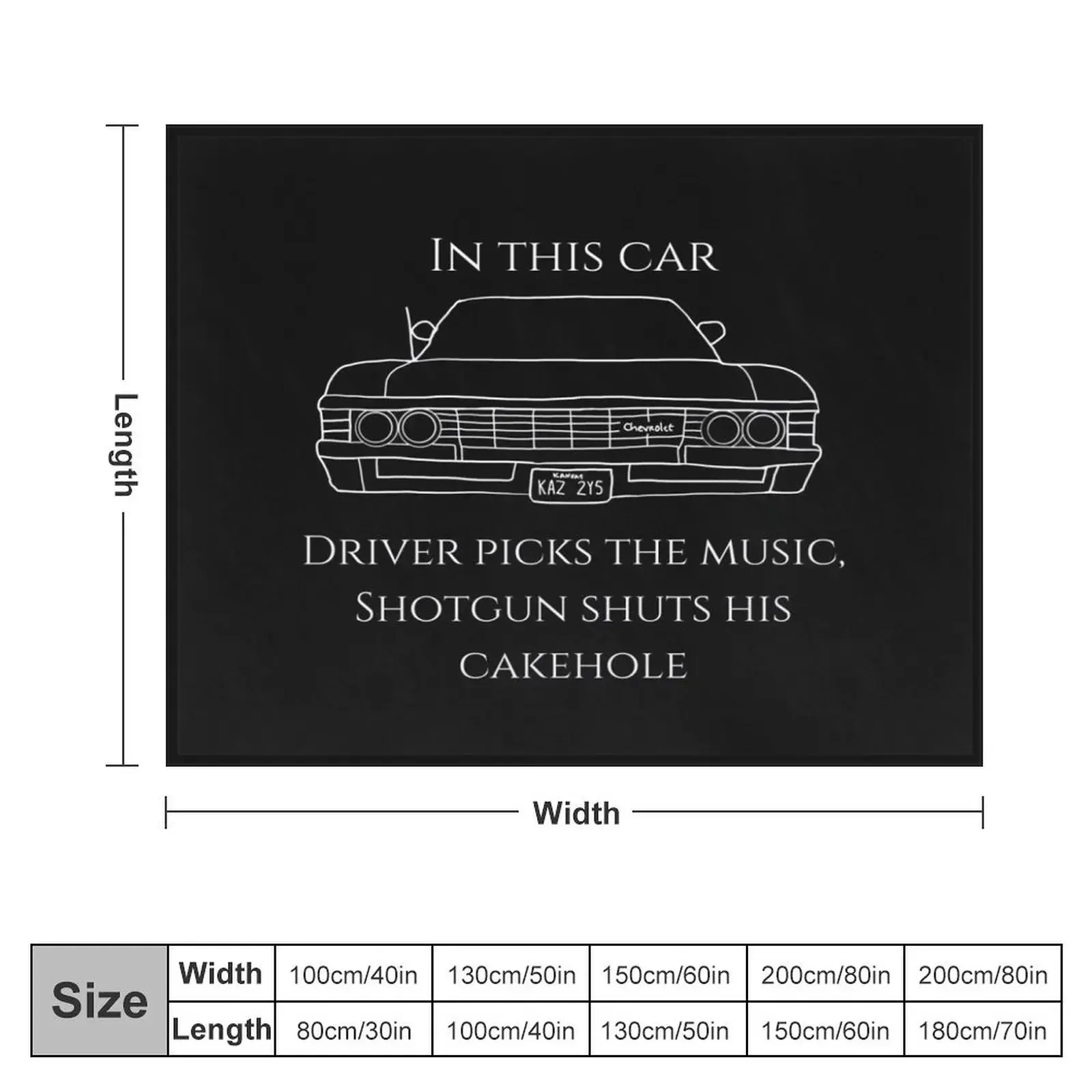 in this car driver picks the music, shotgun shuts his cake hole with impala '67 Throw Blanket Soft Plaid Travel Blankets