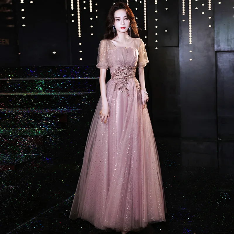 

DPS A Line Puffy Sleeves Tulle Prom Dresses 2023 Women's Elegant Evening Party Maxi Dress Formal Occasion Dress