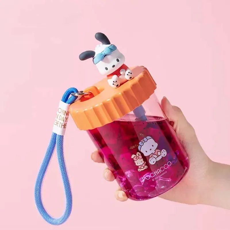 Miniso Sippy Cup Cinnamoroll Pochacco Cute Cartoon Doll Cup 520Ml Portable Rope Water Bottle Beverage Bottle Student Gift