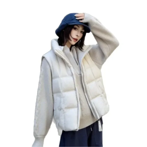 2026 Autumn and Winter Women's Down Vest Windproof Standing Collar High Street Vest