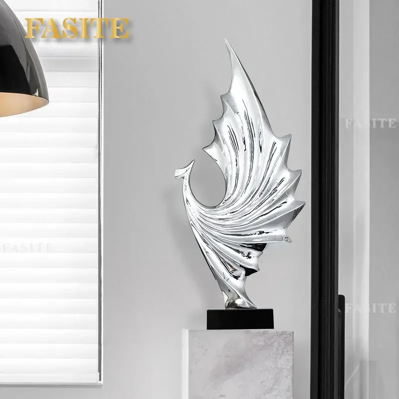 For Modern Home Decor Abstract Minimalist Sculpture Electroplated Metal Statue Ornament for Living Room Floor Porch Model