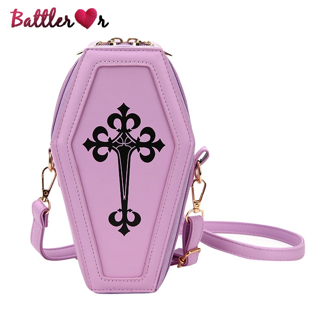 

Punk Gothic Coffin Shape Purses And Handbags For Women Hip-hop Rock Cross Rose Red Lolita Chain Crossbody Bag Ladies Box Flaps