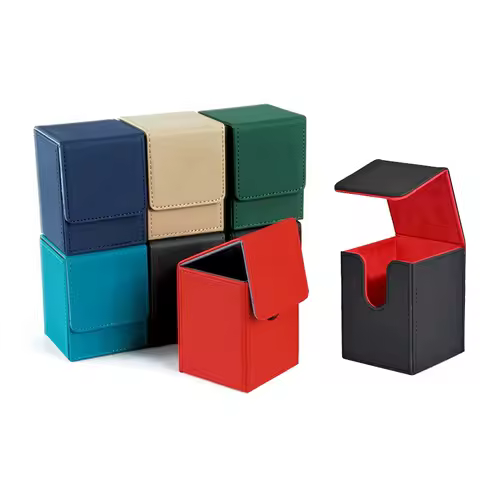 Card Deck Box Pu Leather Strong Magnet Card Case Holds 100+ Single Sleeved Cardsfits For Magic Cards Game Cards Collection Box