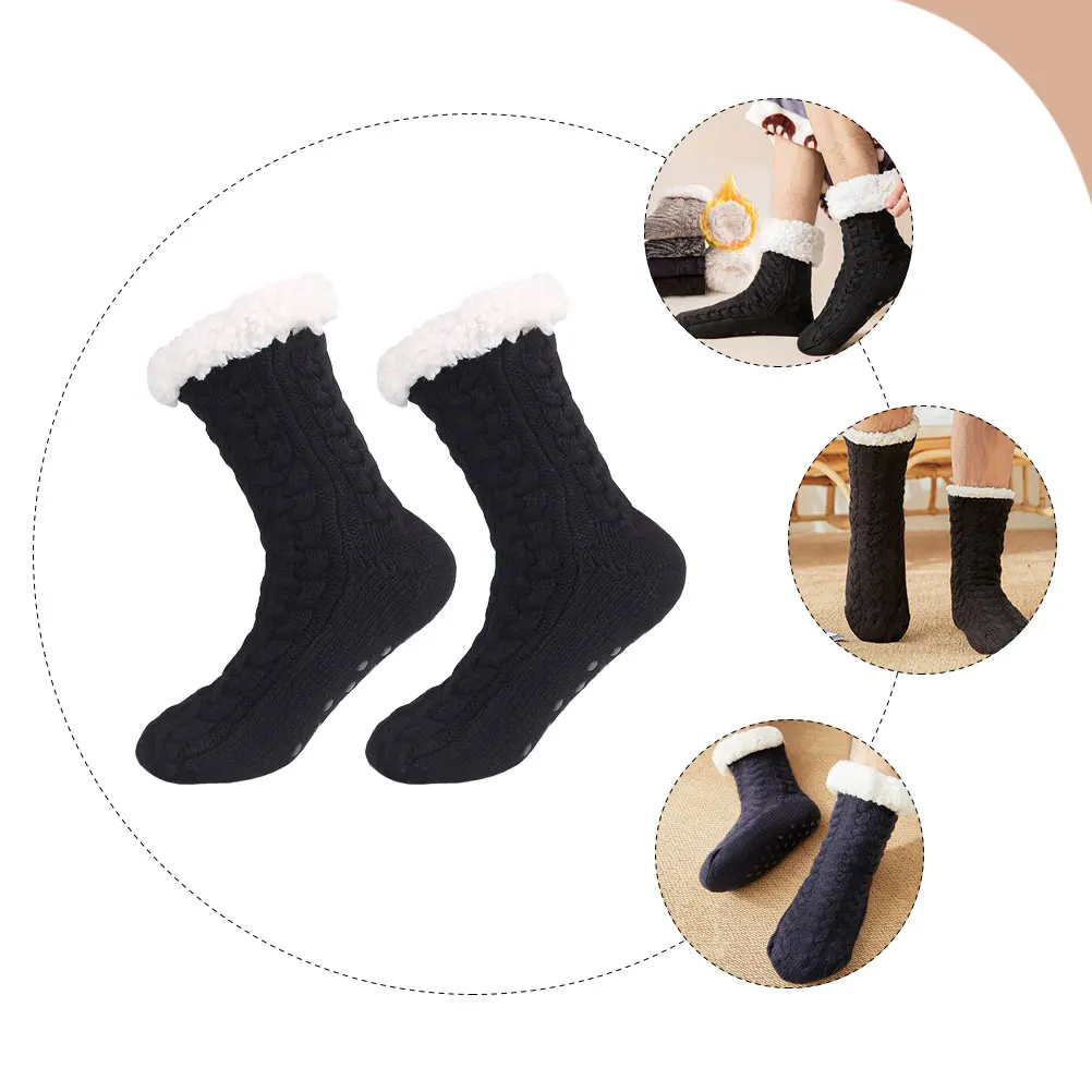 

1 Pair Christmas For Women Thermal Warm Bed Winter Floor Socks Cartoon Design Non Slip House Slippers Indoor Socks Holiday Gifts