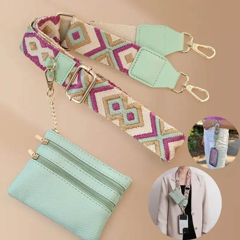 

Detachable Adjustable Phone Strap With Zippered Pouch Fashion Mobile Phone Lanyard Crossbody Wallet Anti-lost Lanyard For Women