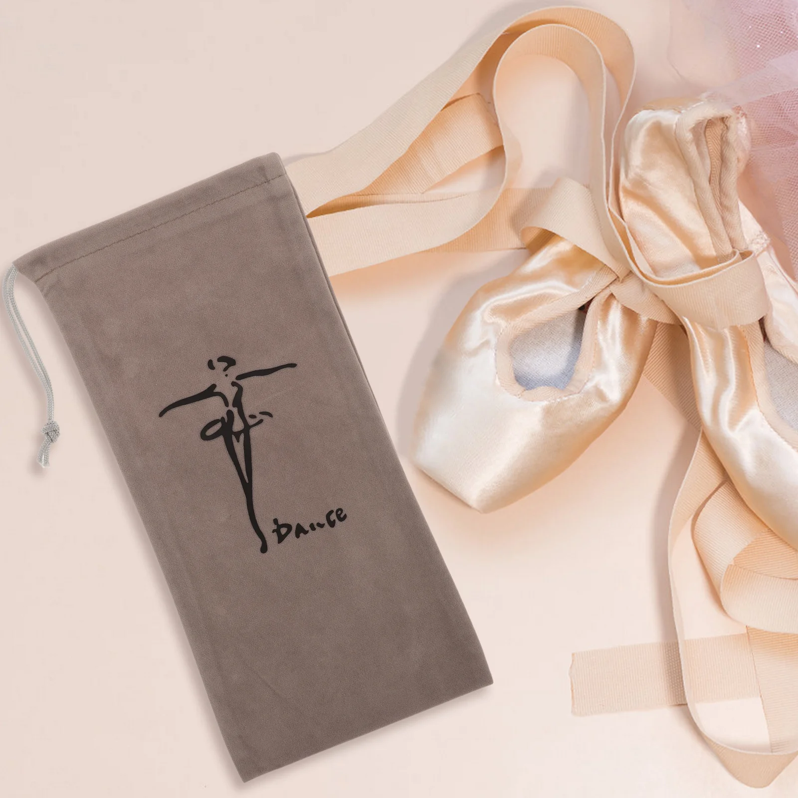 8Pcs Flannel Ballet Dance Shoe Bags Drawstring Pouch Dustproof Organizer for Ballet Latin Shoe Storage Dance Supplies