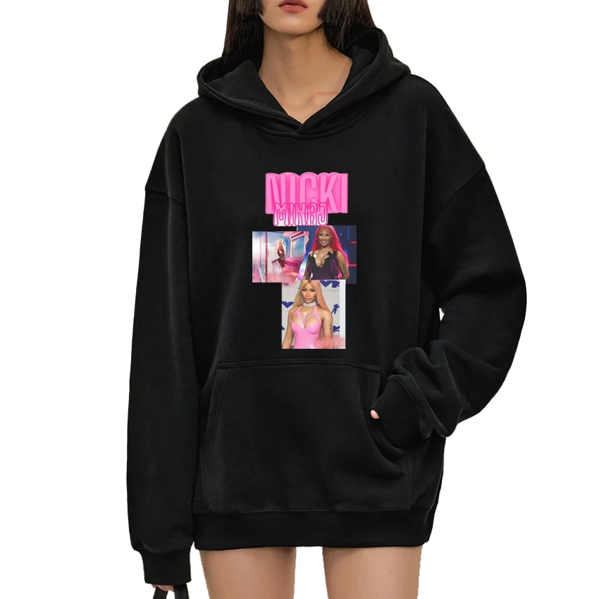 

Hot sale Nicki Minaj Hip Hop Graphic print Hoodie Men Women vintage Casual streetwear Unisex black Fleece Long sleeve Sweatshirt