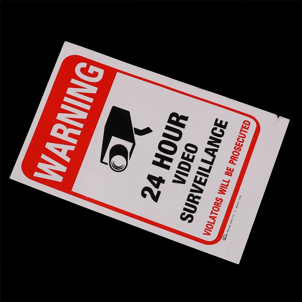 5pcs Durable 24H CCTV Video Camera System Security Warning Sign Sticker