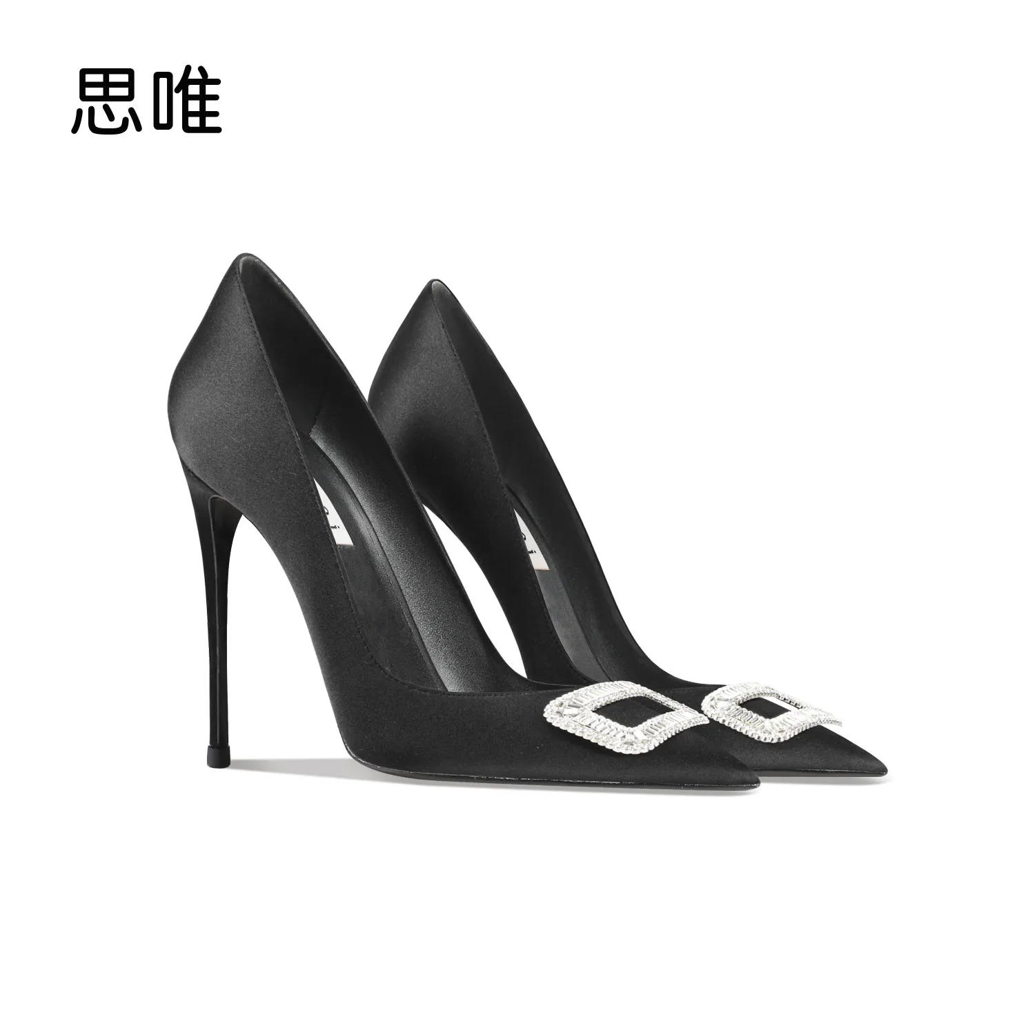 Heels For Women 2024 Luxury High Heels Shoes Women Shoes Rhinestone Pumps Black Pointed Toe Thin Heel Sexy Wedding Party Ladies