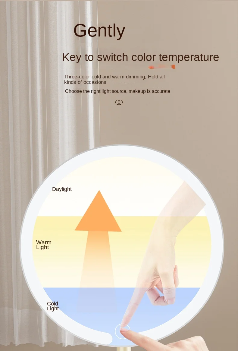 LED Vanity Mirror with Lights, 360° Rotation Touch Control, Portable Tabletop Makeup Mirror for Home Office Dormitory, Patent De