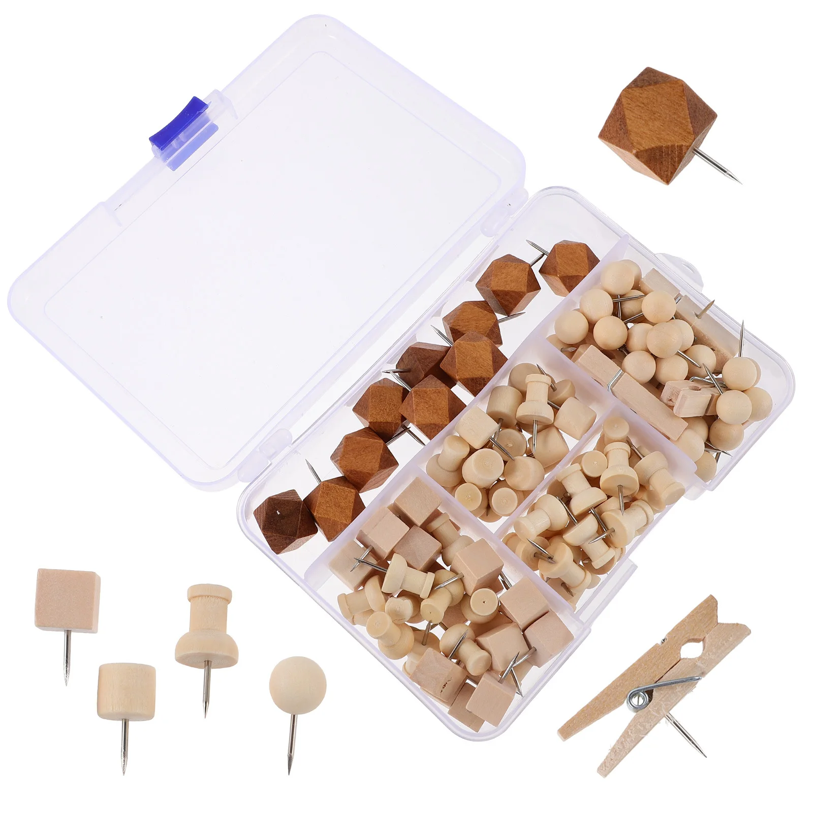 Multi-Function Wood Pushpins Replaceable Thumb Tacks Convenient Pushpins for Bulletin Board Photo Wall Office Desk