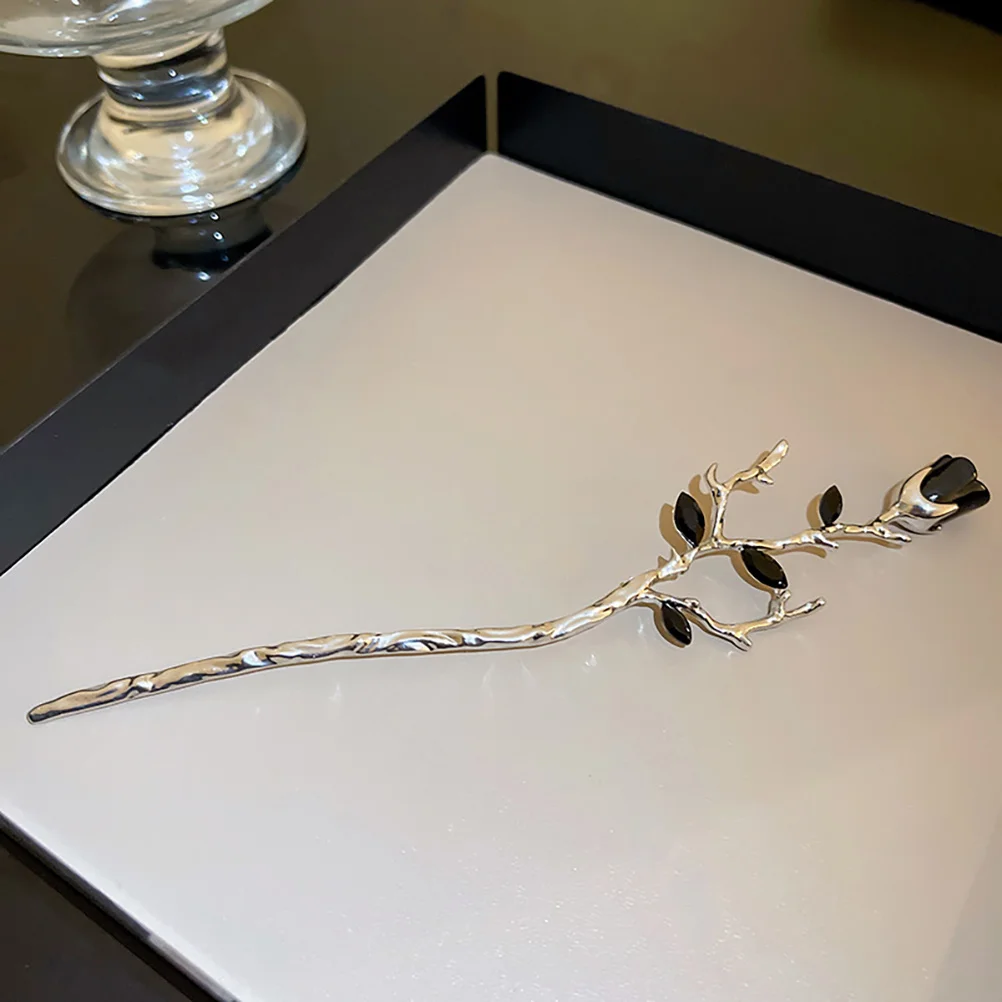 

2 Pcs Metal Flower Hairpin Wedding Accessories Chinese Vintage Sticks Bun Holder Chopsticks for