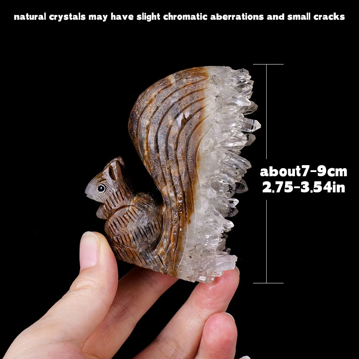 1pc Natural Healing Crystal Stone Clear Quartz Cluster Small Squirrel Animal Figurines Home Decoration Birthday Gift