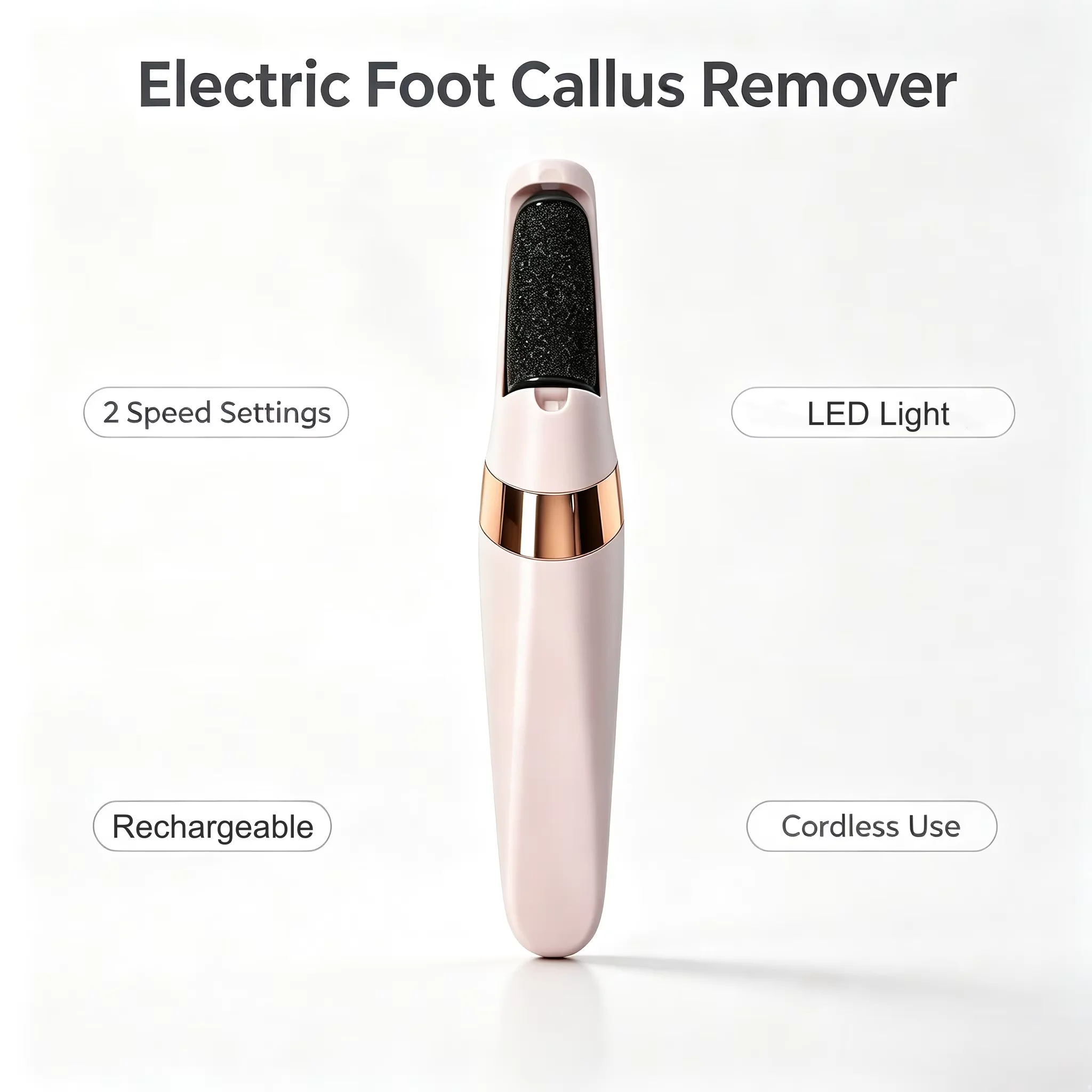 Home Use Electric Foot Grinder Rechargeable Foot Callus Remover with LED Light Ergonomic Portable Pedicure Tool