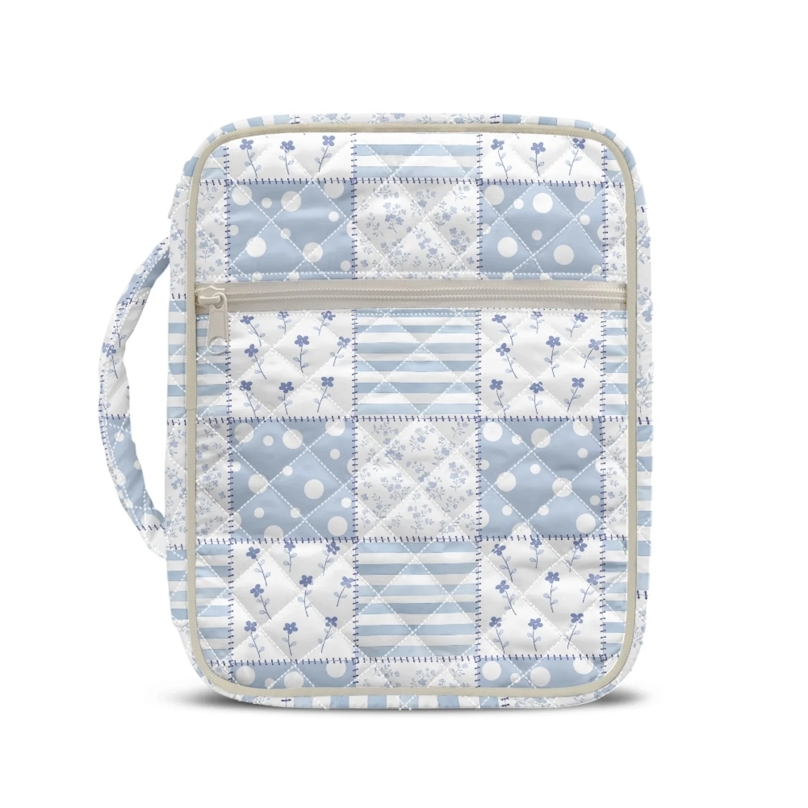 Coloranimal Blue Patchwork Print Soft Bible Carrier Tote Bag for Daily Scripture Reading Polyester Bible Cover Case Fashion 2026