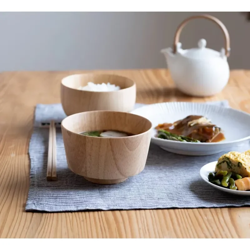 Hot-selling high-quality environmentally friendly and durable medium natural wooden salad fruit bowl custom logo cooking bowl
