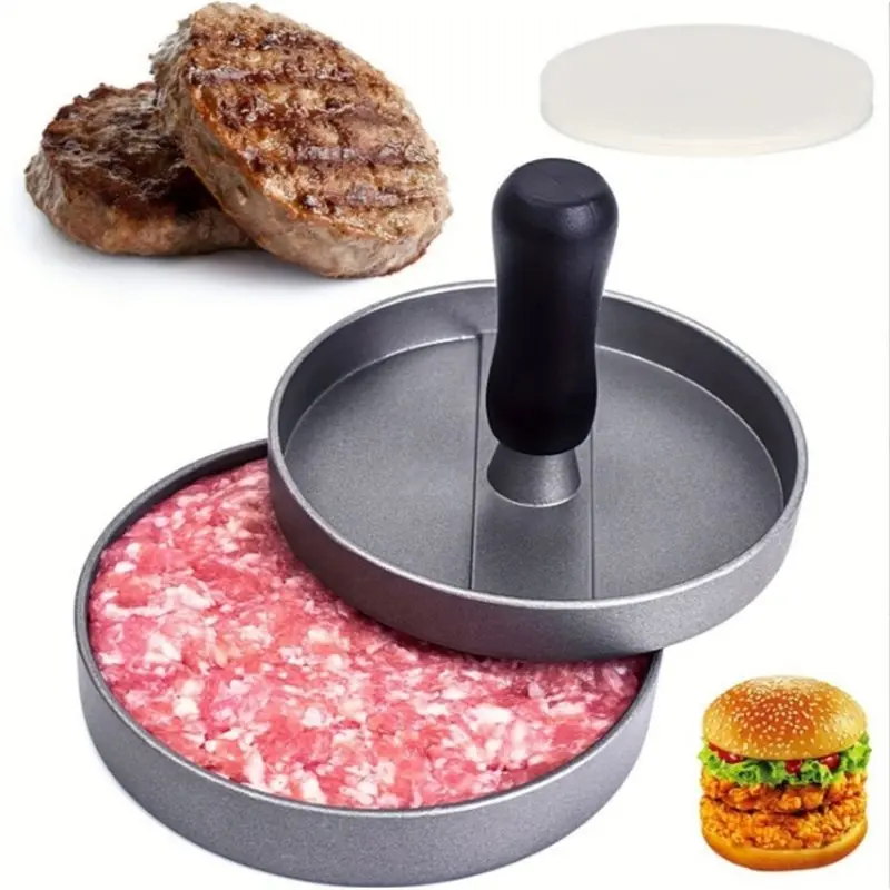 ABVG-Stainless Steel Burger Press Non-Stick Burger Meat Maker 100 Patty Papers Ideal For Homemade Burgers
