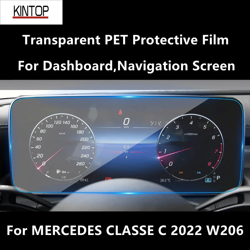 

For MERCEDES CLASSE C 2022 W206 S206 Dashboard,Navigation Screen Transparent PET Protective Film Anti-scratch Repair Film