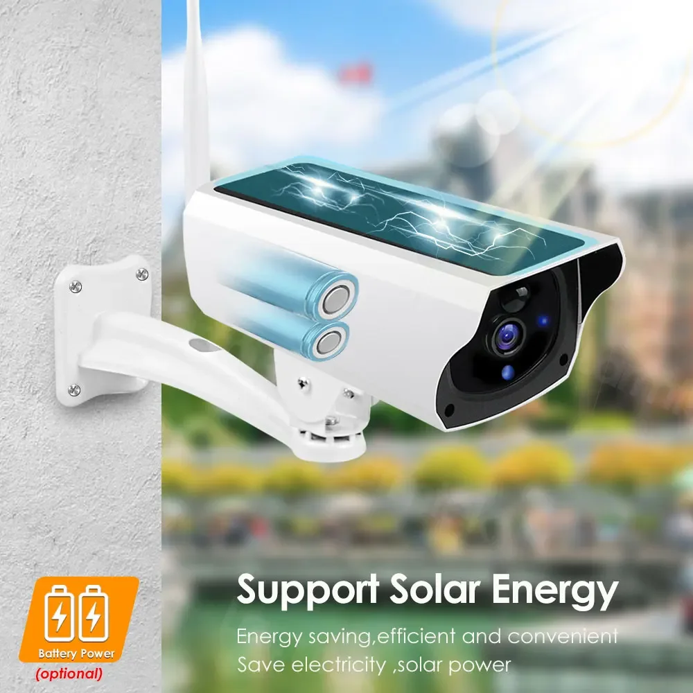 Solar Panel IP Camera WiFi 1080P Outdoor Waterproof CCTV Video Surveillance Home Security Protection Rechargeable Battery icam+