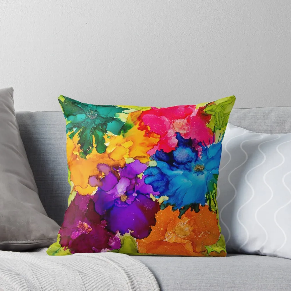 Tropical Explosion Original Alcohol Ink Artwork Throw Pillow christmas decorations for home 2024 Throw Pillow Covers pillow